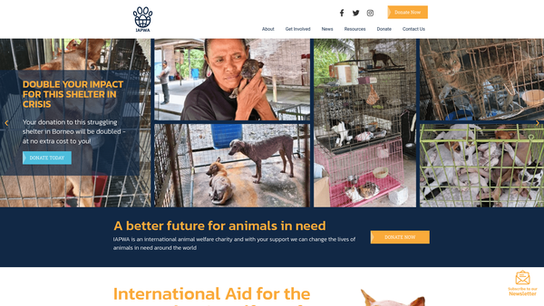 Screenshot of the International Aid For The Protection And Welfare Of Animals website