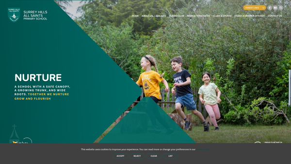 Screenshot of the Friends At Surrey Hills School website