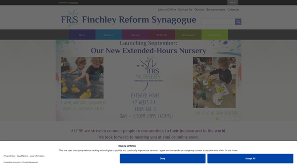 Screenshot of the Finchley Reform Synagogue website