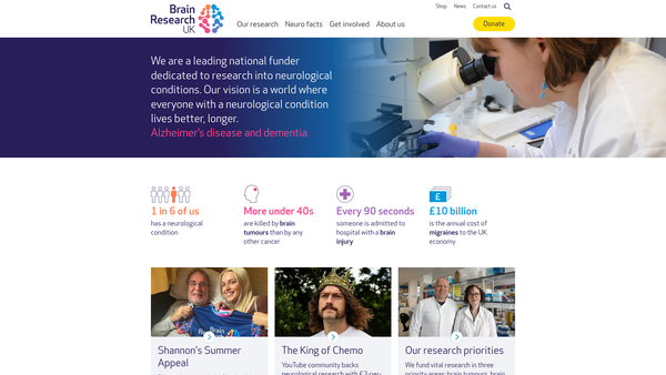 Screenshot of the Brain Research Trust website