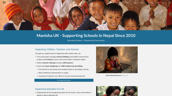 Screenshot of the Manisha UK website