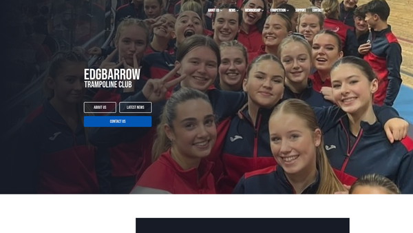 Screenshot of the Edgbarrow Trampoline Club website