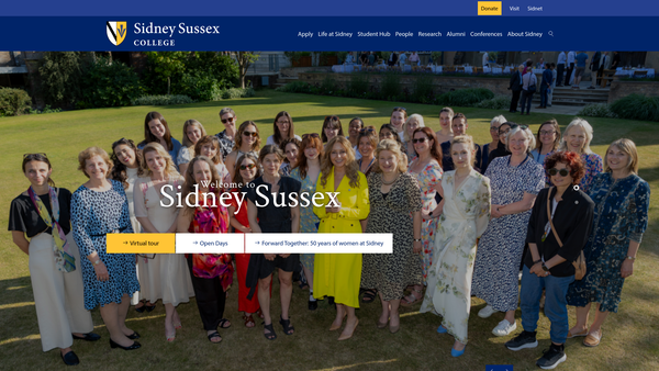 Screenshot of the The College Of The Lady Frances Sidney Sussex In The University Of Cambridge website