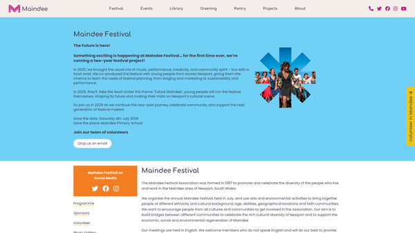 Screenshot of the Maindee Festival Association website