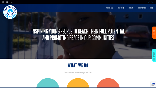 Screenshot of the Fight For Peace International website