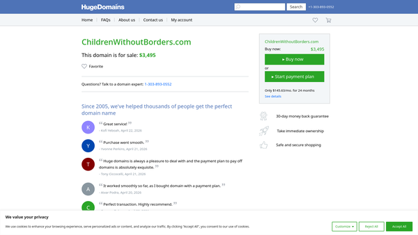 Screenshot of the Children Without Borders website