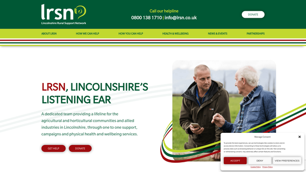 Screenshot of the Lincolnshire Rural Support Network website