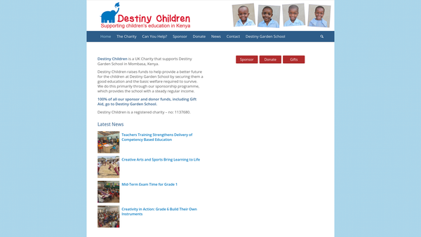 Screenshot of the Destiny Children website