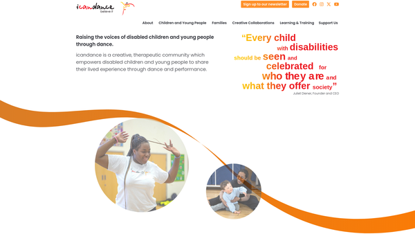 Screenshot of the Icandance website