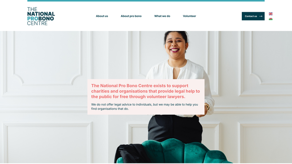 Screenshot of the The National Pro Bono Centre website