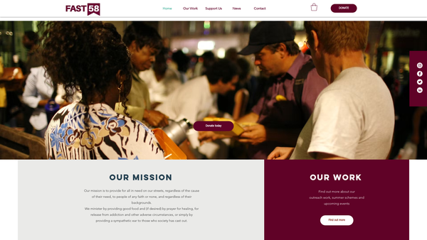 Screenshot of the Fast 58 website