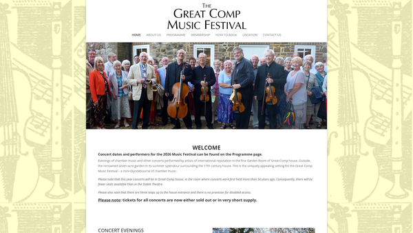 Screenshot of the The Great Comp Music Trust website
