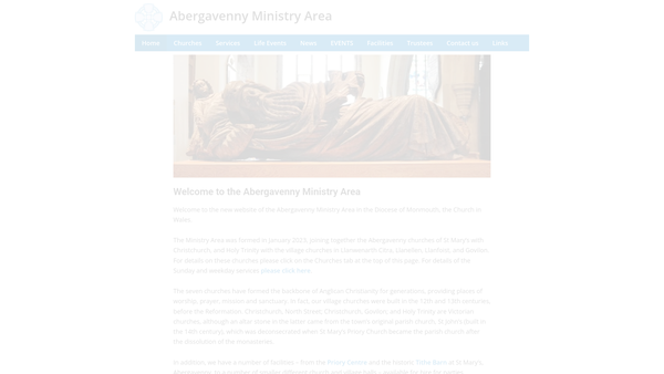 Screenshot of the Abergavenny Ministry Area website