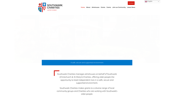 Screenshot of the Southwark Charities website