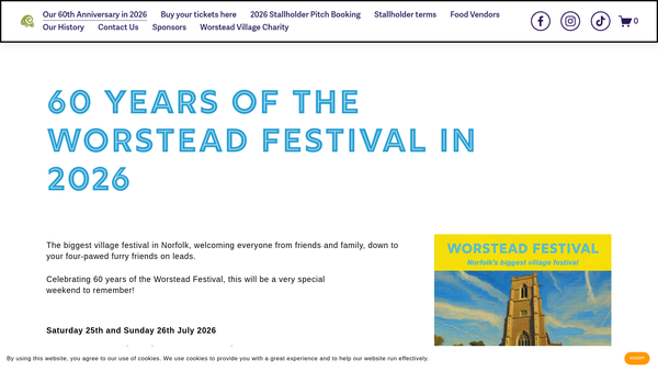 Screenshot of the The Worstead Village Festival website