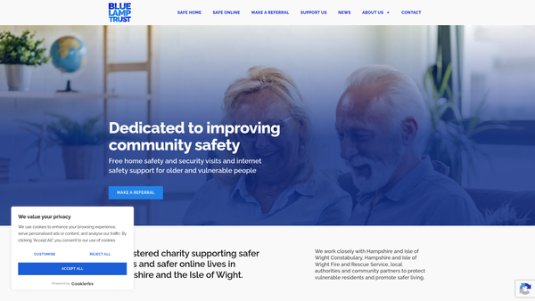 Screenshot of the The Blue Lamp Trust website