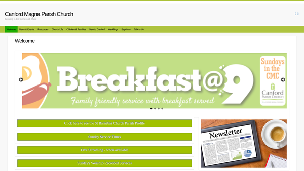Screenshot of the The Parochial Church Council Of The Ecclesiastical Parish Of Canford Magna website