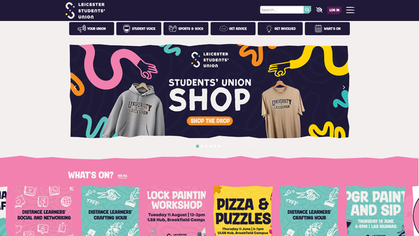 Screenshot of the University Of Leicester Students' Union website