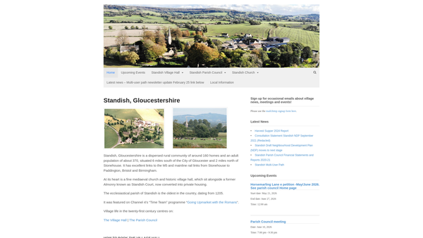 Screenshot of the Standish Village Hall website