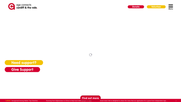 Screenshot of the Age Connects Cardiff And The Vale Ltd website