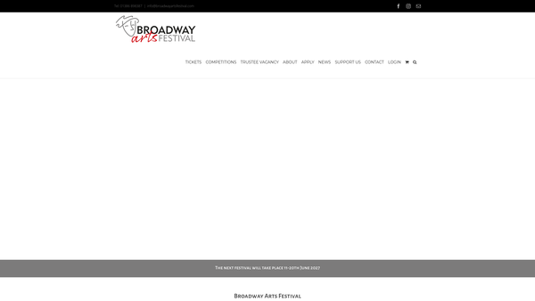 Screenshot of the Broadway Arts Festival Trust website