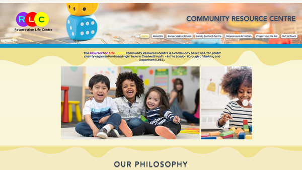 Screenshot of the Resurrection Life Centre Ltd website