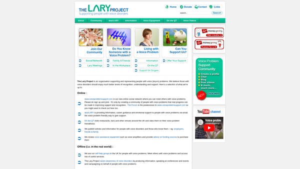 Screenshot of the The Lary Project website