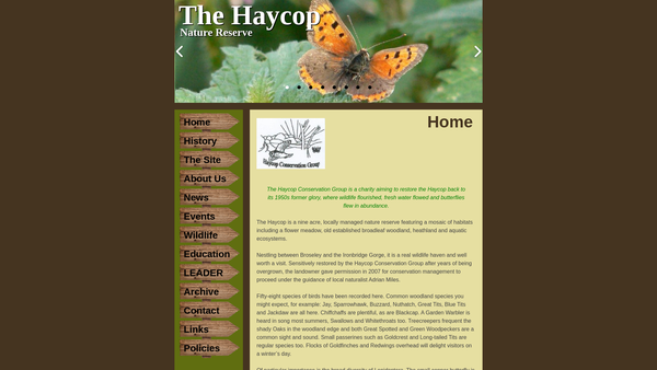 Screenshot of the The Haycop Conservation Group website
