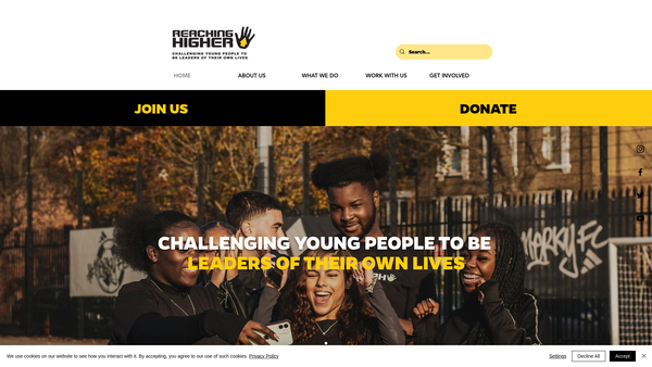 Screenshot of the Reaching Higher website
