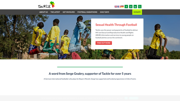 Screenshot of the Tackle Africa website