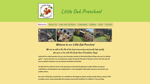 Screenshot of the Little Oak Pre-School (Witney) Limited website