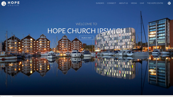 Screenshot of the Hope Church, Ipswich website