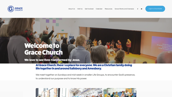Screenshot of the Grace Church Salisbury website