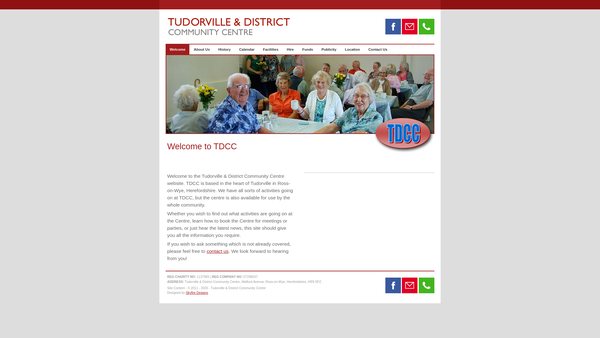 Screenshot of the Tudorville & District Community Centre (Tdcc) website