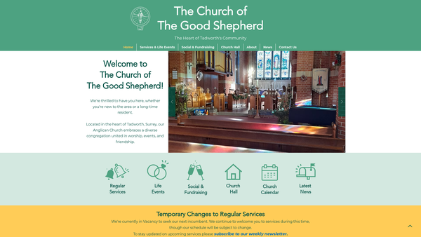 Screenshot of the The Parochial Church Council Of The Ecclesiastical Parish Of The Good Shepherd Tadworth website