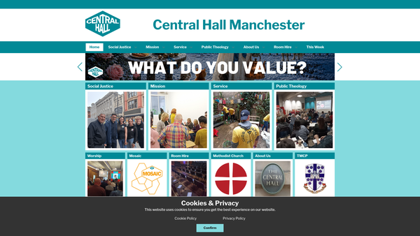 Screenshot of the Methodist Central Hall, Manchester website