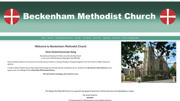 Screenshot of the Beckenham Methodist Church website