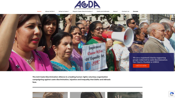 Screenshot of the Anti Caste Discrimination Alliance website