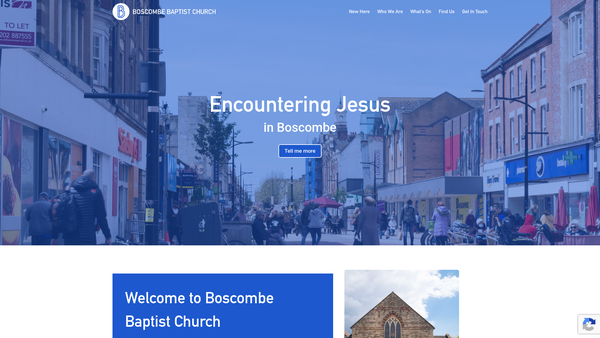 Screenshot of the Boscombe Baptist Church website