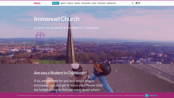Screenshot of the Immanuel Church, Chichester website