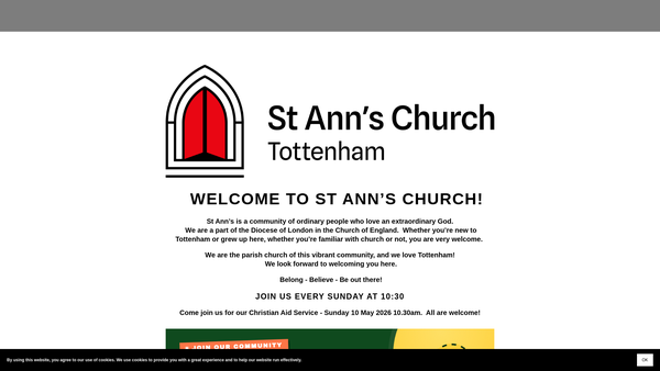 Screenshot of the The Parochial Church Council Of The Ecclesiastical Parish Of St Ann, Hanger Lane website