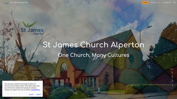 Screenshot of the The Parochial Church Council Of The Ecclesiastical Parish Of St James, Alperton website