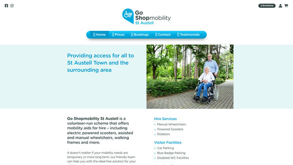 Screenshot of the Go St Austell Shopmobility website