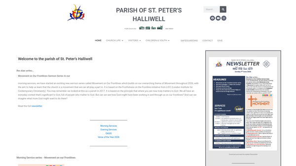 Screenshot of the The Parochial Church Council Of The Ecclesiastical Parish Of St Peter's Halliwell, Bolton website