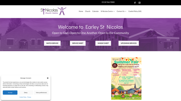 Screenshot of the The Parochial Church Council Of The Ecclesiastical Parish Of Earley St. Nicolas website