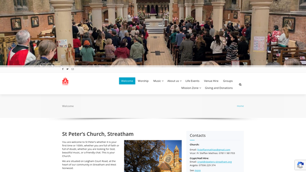 Screenshot of the The Parochial Church Council Of The Ecclestiastical Parish Of St Peter, Streatham website