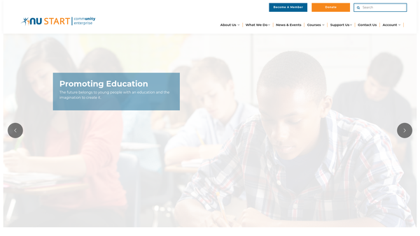 Screenshot of the Nu Start Community Enterprise website