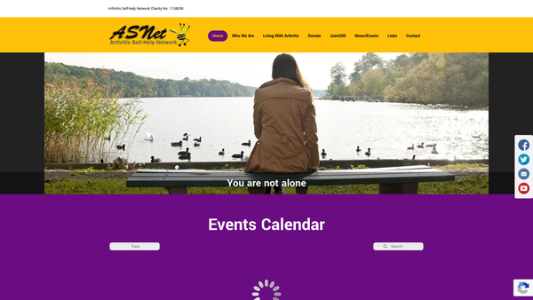 Screenshot of the Arthritis Self-Help Network [London] website