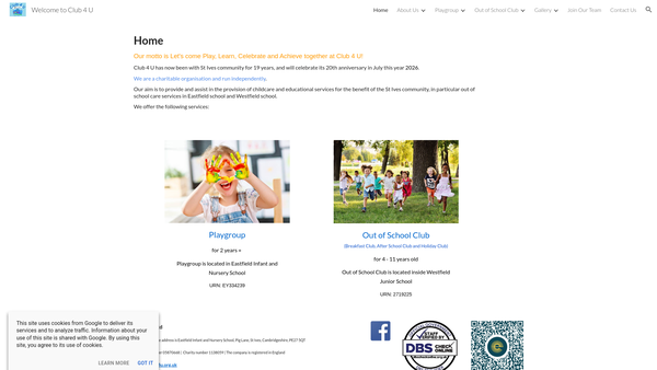 Screenshot of the Club4u website