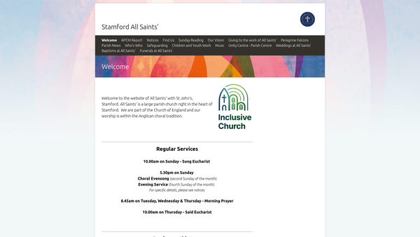 Screenshot of the The Parochial Church Council Of The Ecclesiastical Parish Of All Saints With St John The Baptist Stamford website
